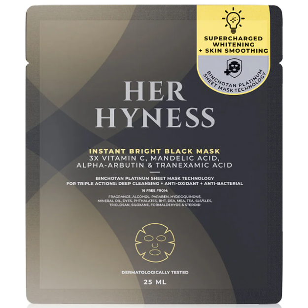 Her Hyness - Instant Bright Black Mask with 3X Vitamin C, Mandelic Acid, Alpha-Arbutin & Tranexamin Acid 25ml. (Pack of 3)