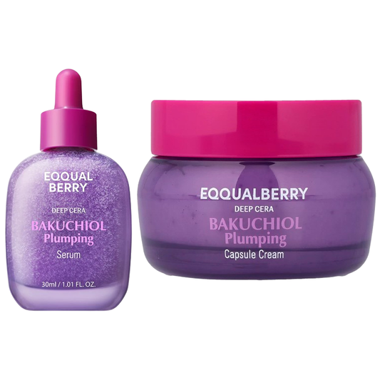 EQQUALBERRY - Bundle of: 1x Bakuchiol Plumping Serum 30ml. + 1x Bakuchiol Plumpin Capsule Cream 50ml.