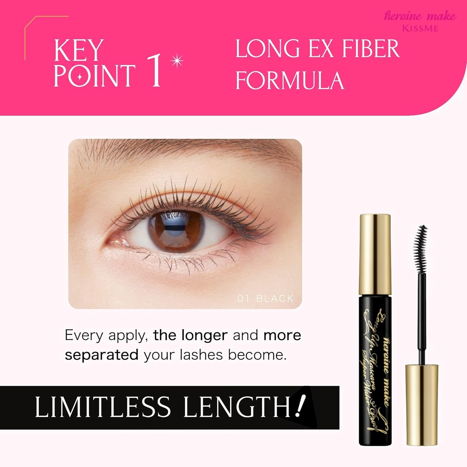 Kiss Me - Heroine Make Long Up Mascara Super Waterproof #01 Black 6g.