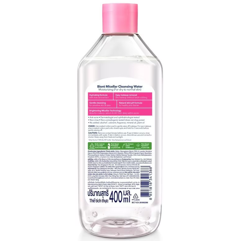 Biore - Micellar Cleansing Water Moist Up Aloe Vera 400ml.