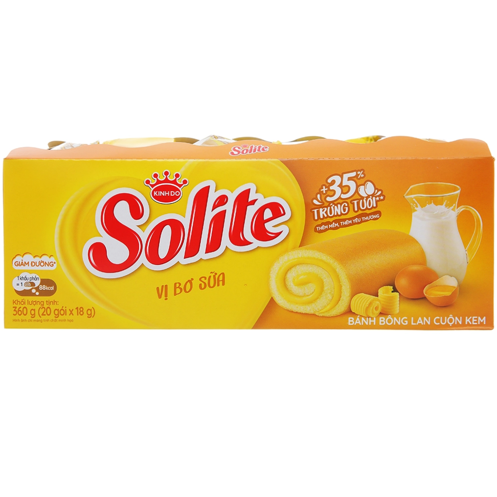 KINH DO - Solite - Rolled Sponge Cake Cuộn Kinh Đô Khay Cuộn Bơ Sữa Butter and Milk Roll 360g.