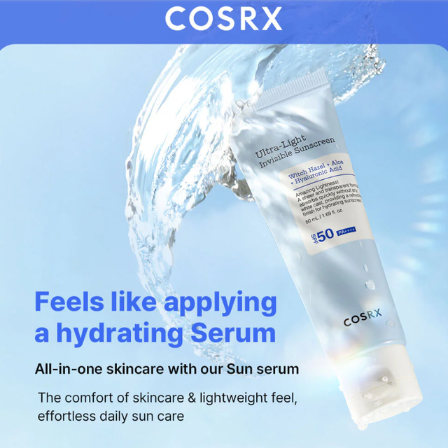 COSRX - Ultra-Light Invisible Sunscreen with Hazel + Aloe + Hyaluronic Acid SPF50+ PA++++ 50ml.