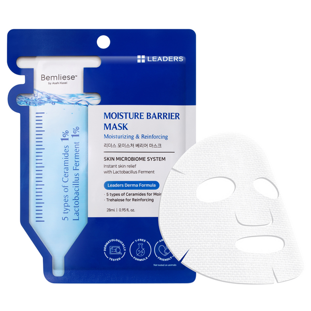 Leaders - Moisture Barrier Face Mask with 5 types of Cermides and Trehalose 28ml. (Pack of 6)