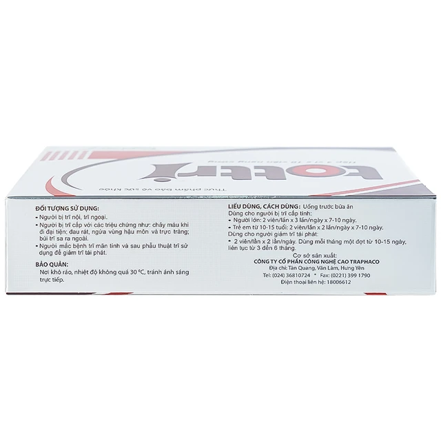 Traphaco - Tottri - Hemorrhoid Relief Supplement for Internal and External Hemorrhoids Viên Uống Trĩ Giảm Đau Rát & Táo Bón (30 Capsules)