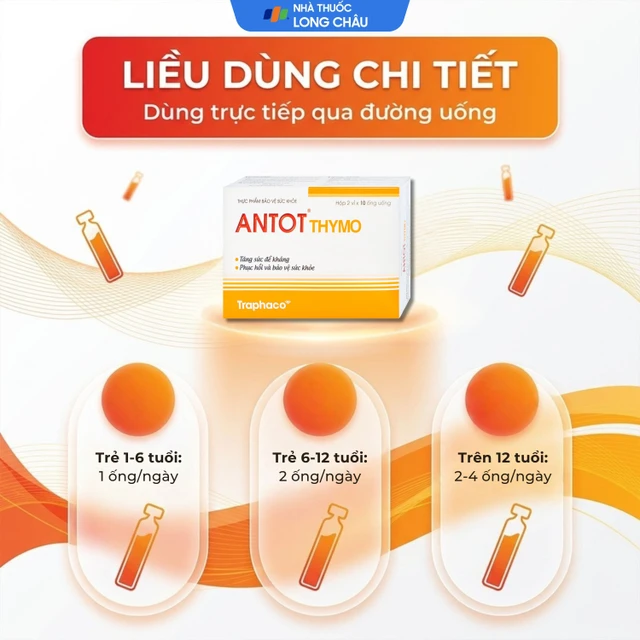 Traphaco - Antot Thymo - Liquid Tonic for Child Immunity Boost, Appetite Tăng Sức Đề Kháng & Kid's Growth (20 Oral Tubes)
