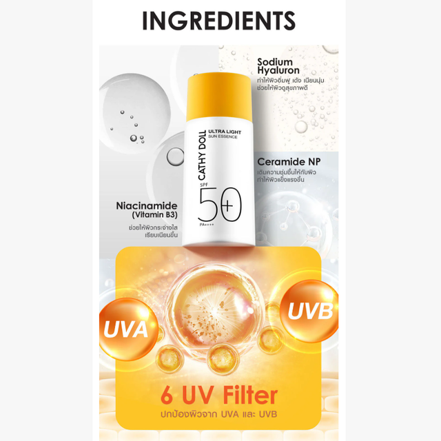 Cathy Doll - Ultra Light Sun Essence SPF50+ PA++++ 80ml.