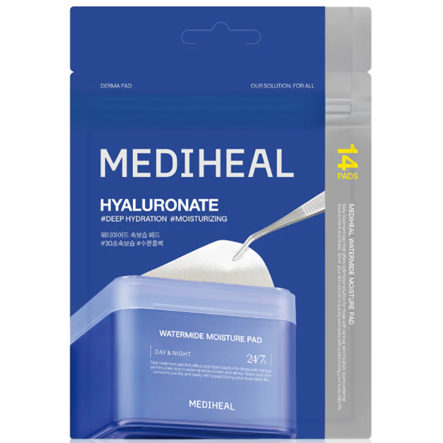 Mediheal - Watermide Moisture Day & Night Pad with Hyaluronate, Deep Hydratation and Moisturizing (14 Pads)