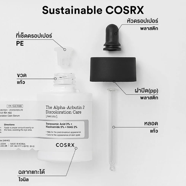 COSRX - The Alpha-Arbutin 2 Discoloration Care Serum with Tranexamic Acid 3% + Niacinamide 5% + NAG 2% 50g.