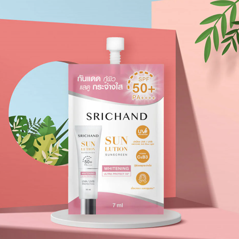 Srichand - Sunlution Skin Whitening Sunscreen SPF50+ PA++++ 7ml. (Pack of 6)