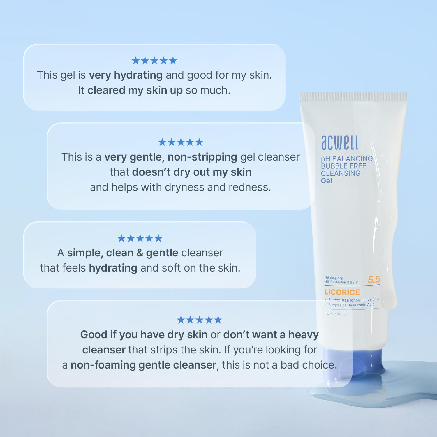 Acwell - pH Balancing Bubble Free Cleansing Gel 160ml.