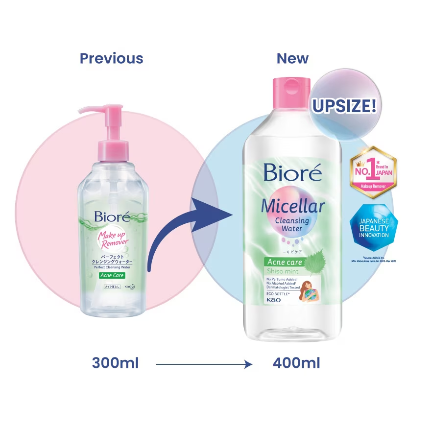 Biore - Micellar Cleansing Water Acne Care Shiso Mint 400ml.