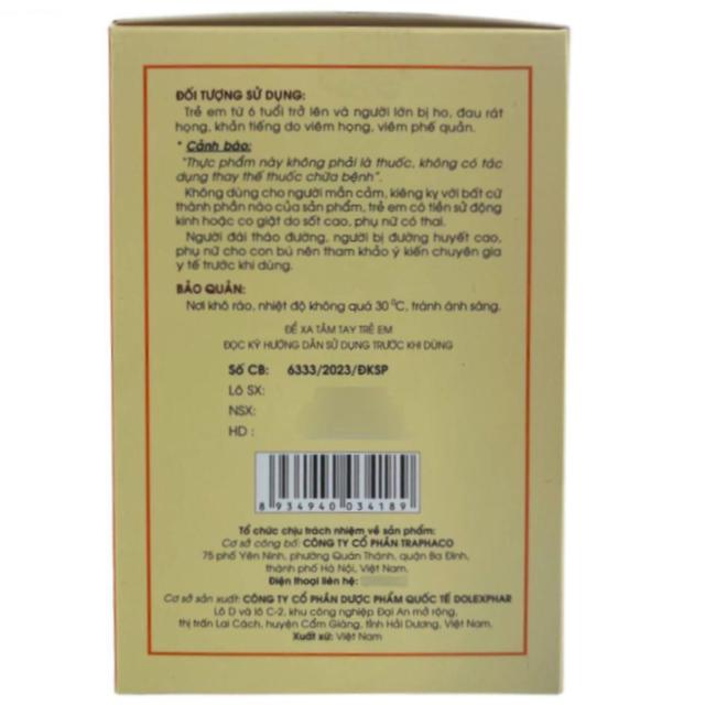 Traphaco - Viên Ngậm Methorphan Bee - Throat Lozenges for Cough, Sore Throat and Bronchitis Relief Họng, Ho & Viêm Phế Quản (60 Lozenges)