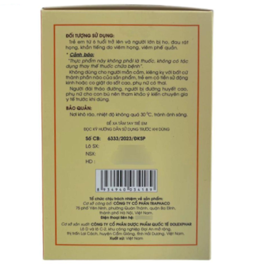 Traphaco - Viên Ngậm Methorphan Bee - Throat Lozenges for Cough, Sore Throat and Bronchitis Relief Họng, Ho & Viêm Phế Quản (60 Lozenges)