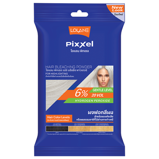 Lolane - Pixxel Hair Bleaching Powder + Oxymilk 6% 15g. (Pack of 3)