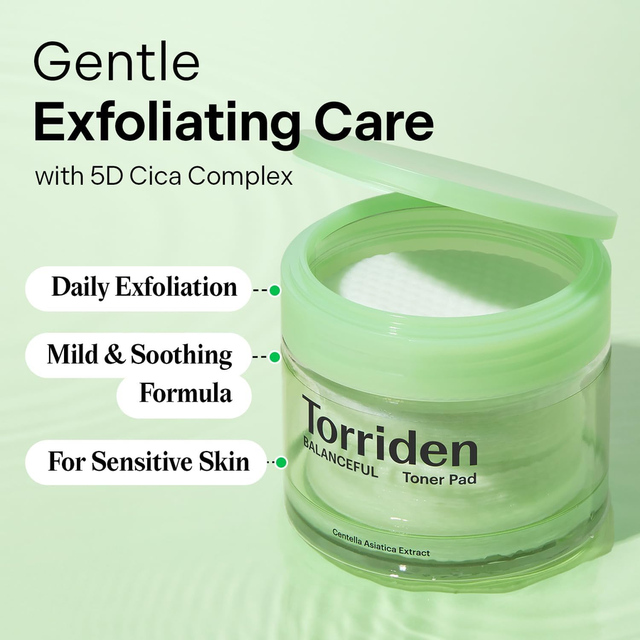 Torriden - Balanceful Cica Toner Pad with Centella Asiatica Extract 180ml. (60 Pads)