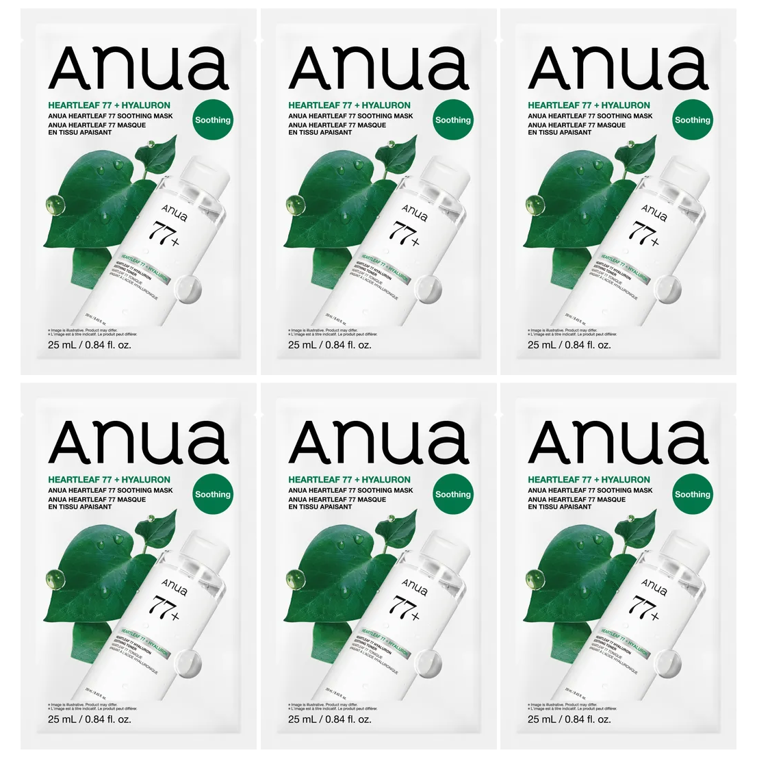 Anua - Heartleaf 77 Soothing Mask 25ml. (Pack of 6)