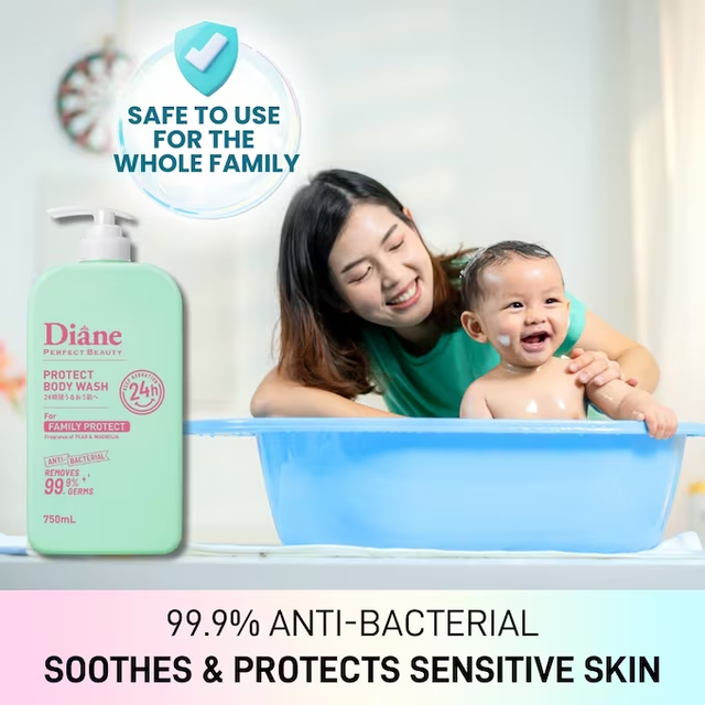 Moist Diane - Protect Body Wash for Family Protect, Anti-Bacterial, Pear & Magnolia 750ml.