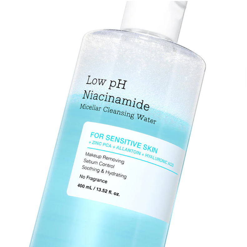 COSRX - Low pH Niacinamide Micellar Cleansing Water for Sensitive Skin with Zinc PCA + Allantoin + Hyaluronic Acid 400ml.