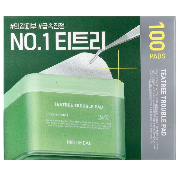 Mediheal - Bundle: 1x Mediheal Teatree Trouble Pad 170ml. (100 Pads) + 1x Mediheal Teatree Calming Hydra Serum 40ml.