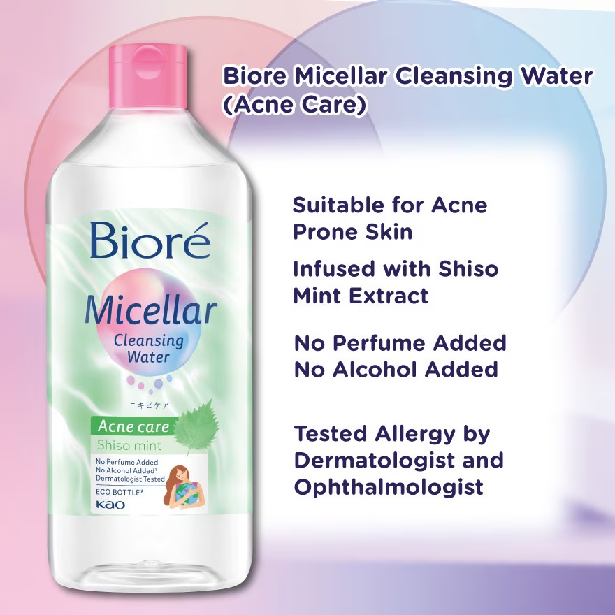 Biore - Micellar Cleansing Water Acne Care Shiso Mint 400ml.