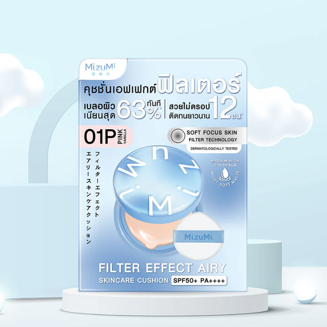 MizuMi - Filter Effect Airy Skincare Cushion #01P Pink Vanilla SPF50+ PA++++ 15g.