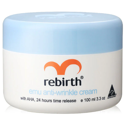 Rebirth - Emu Anti-Wrinkle Cream With AHA 24 Hours Time Release 100ml.