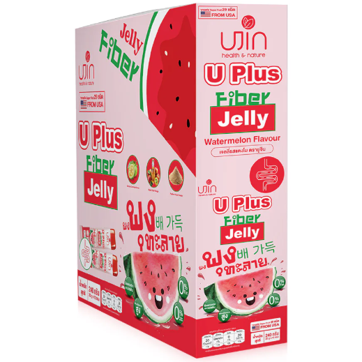 Ujin - U Plus Fiber Jelly, Watermelon Flavor 20g. (Box of 12 sachets)