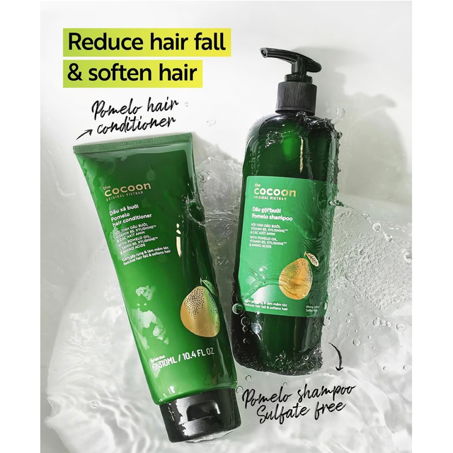 Cocoon Vietnam - Pomelo Shampoo (Dầu Gội Bưởi) with Pomelo Oil, Vitamin B5, Xylishine™ & Amino Acids, Sulfate-Free 500ml.