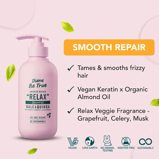 Moist Diane - Diane Be True Smooth Repair Relax Shampoo with Kale & Quinoa 400ml.
