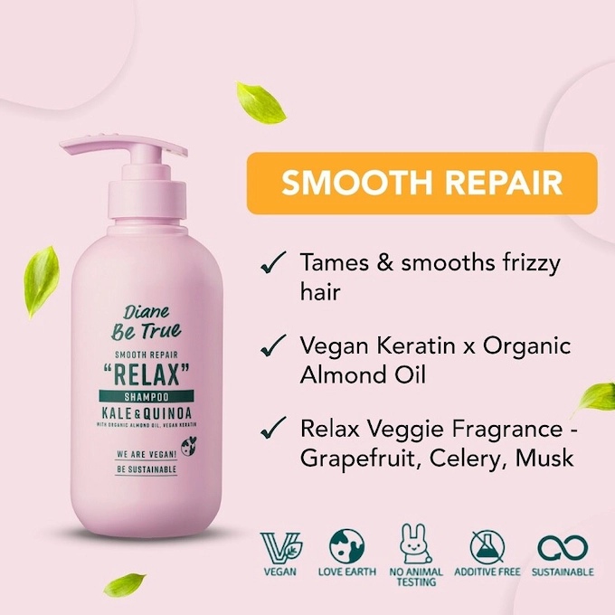 Moist Diane - Diane Be True Smooth Repair Relax Shampoo with Kale & Quinoa 400ml.