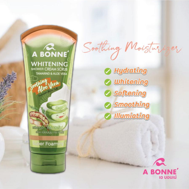 A Bonne' - Whitening Shower Cream Scrub Tamarind & Aloe Vera 350ml.