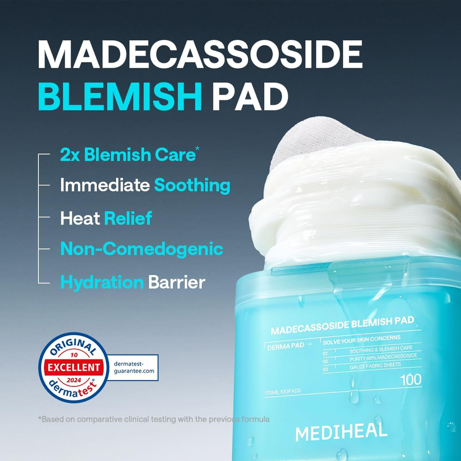 Mediheal - Bundle: 1x Madecassoside Blemish Pad 170ml. (100 Pads) + 1x Labocare Pantenolips Healssence Coral 10ml.