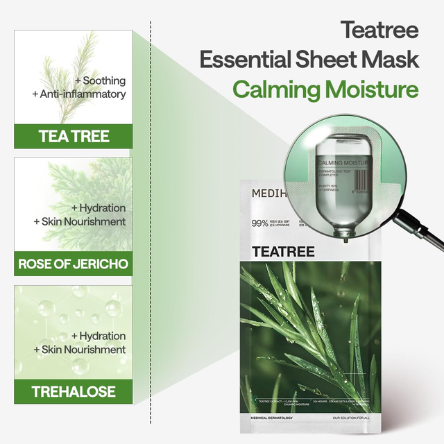 Mediheal - Teatree Essential Mask Calming Moisture 24ml. (Pack of 4)