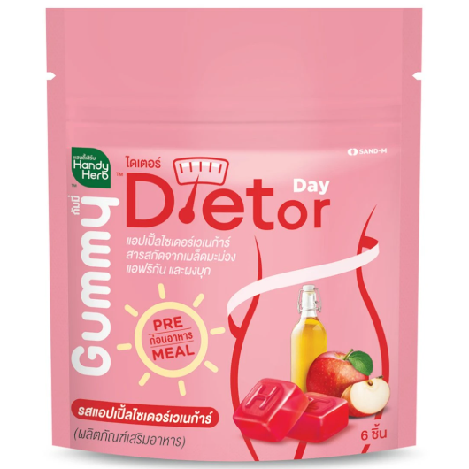 Handy Herb - Dietor Day Gummy Jelly, Apple Cider extract, African Mango Seeds, Konjac Powder, Sour Apple flavor (Pack of 3 sachets, 6 pcs. per sachet)
