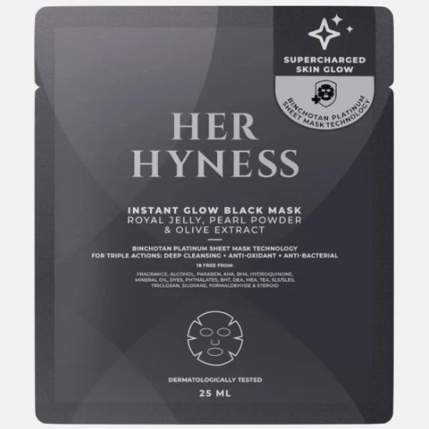 Her Hyness - Instant Glow Black Mask with Royal Jelly, Pearl Powder & Olive Extract 25ml. (Pack of 6)