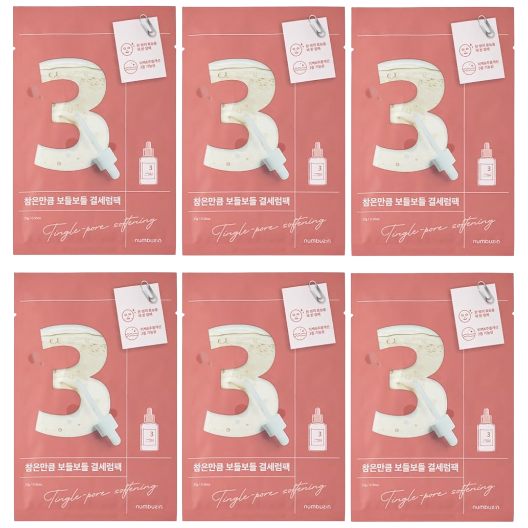 Numbuzin - No.3 Tingle-Pore Softening Sheet Mask 27ml. (Pack of 6)