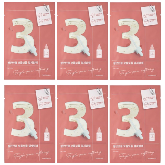Numbuzin - No.3 Tingle-Pore Softening Sheet Mask 27ml. (Pack of 6)