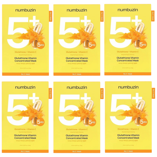 Numbuzin - No.5+ Glutathione + Vitamin C Concentrated Mask 27ml. (Pack of 6)