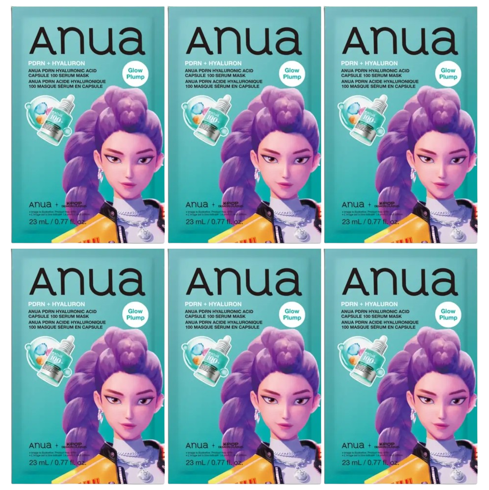 Anua - Kpop Demon Hunters PDRN Hyaluronic Acid Capsule 100 Serum Mask 23ml. (Pack of 6)