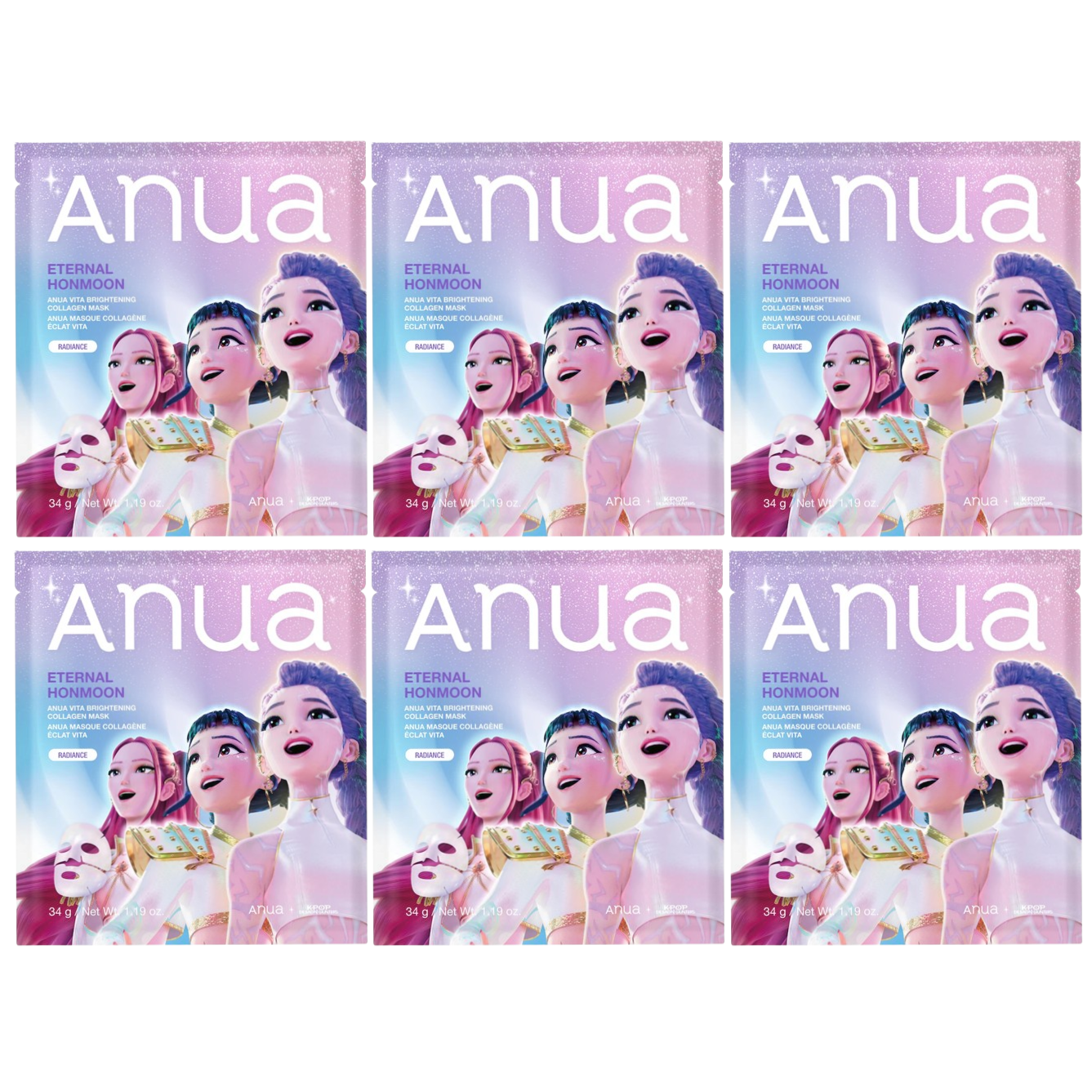 Anua - Kpop Demon Hunters Vita Brightening Collagen Mask 34g. (Pack of 6)