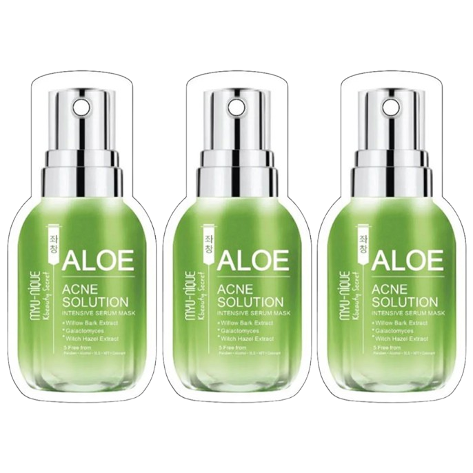 MYU-NIQUE - Aloe Acne Solution Intensive Serum Mask 25g. (Pack of 3)