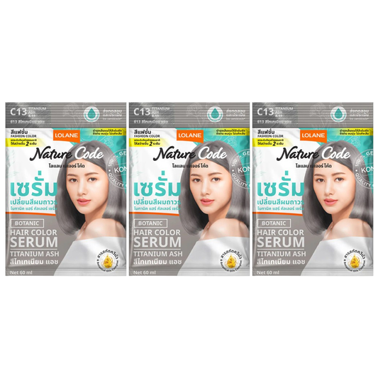 Lolane - Nature Code Botanic Hair Color Serum #C13 Titanium Ash 60ml. (Pack fo 3)