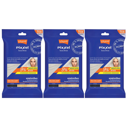 Lolane - Pixxel Hair Bleaching Powder + Oxymilk 9% 15g. (Pack of 3)
