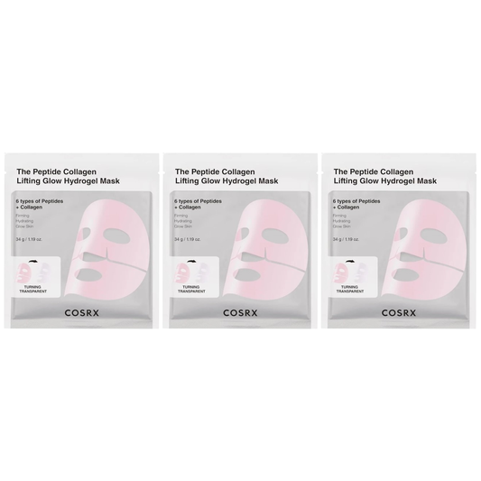 COSRX - The Peptide Collagen Lifting Glow Hydrogel Mask with 6 Types of Peptides + Collagen, 1 Sheet (Pack of 3)