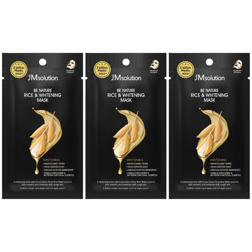 JM Solution - Be Nature Rice & Whitening Mask 24ml. (Pack of 3)