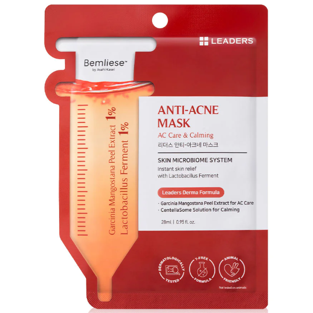 Leaders - Anti-Acne Face Mask with Garcinia Mangostana Peel Extract and SentellaSome Solution 28ml. (Pack of 6)