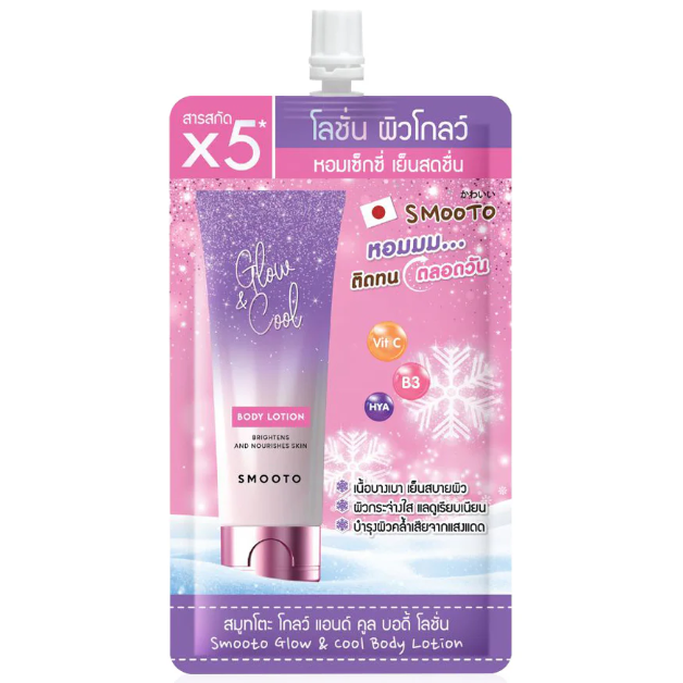 Smooto - Glow & Cool Brightening Body Lotion with Vit C, B3 and HYA 40g. (Pack of 6)