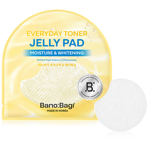 Banobagi - Everyday Toner Jelly Pad Moisture & Whitening with 8 HYA, Triple Vitamin C and Tranexamic 10ml. 4 Pads (Pack of 3 = 12 pads)