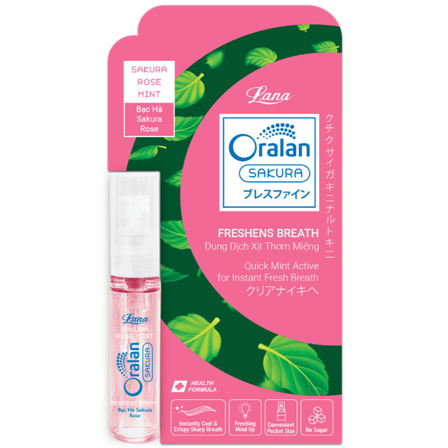 Lana - Oralan Sakura Dung Dịch Xịt Thơm Miệng Breath Spray 8ml. (Pack of 3)