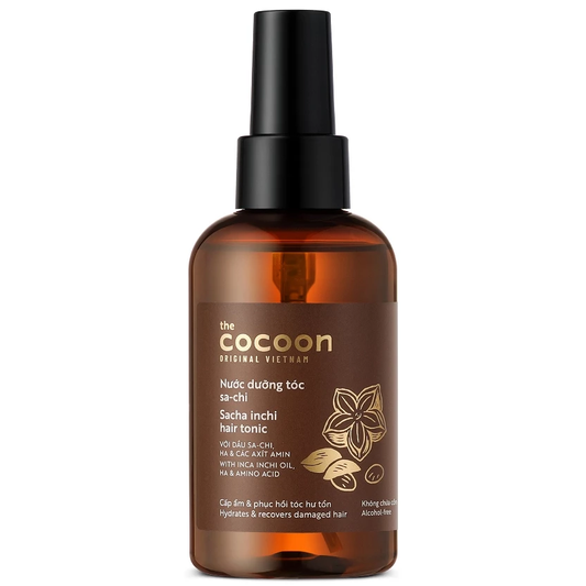 Cocoon Vietnam - Sacha Inchi Hair Tonic (Nước Dưỡng Tóc Sa-Chi) with Inca Inchi Oil, HA & Amino Acid, Alcohol-Free 140ml.